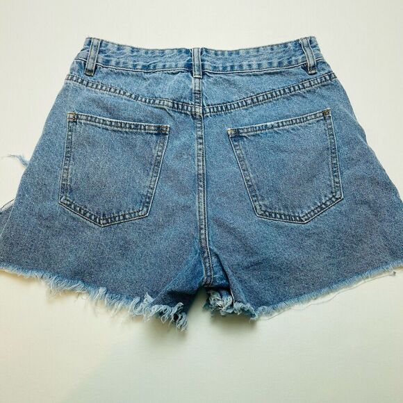Cotton-On Denim Shorts Womens 6 Light Blue Wash Cotton Chewed Hem Distressed - Picture 2 of 8